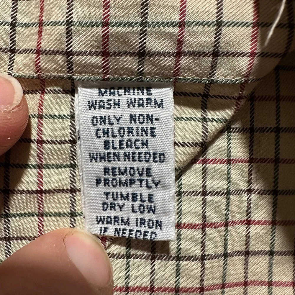 Ralph Lauren Shirt Mens Large Tan Window‎ Pane Plaid Classic Fit Preppy Dressy